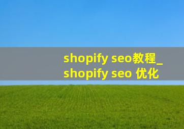 shopify seo教程_shopify seo 优化